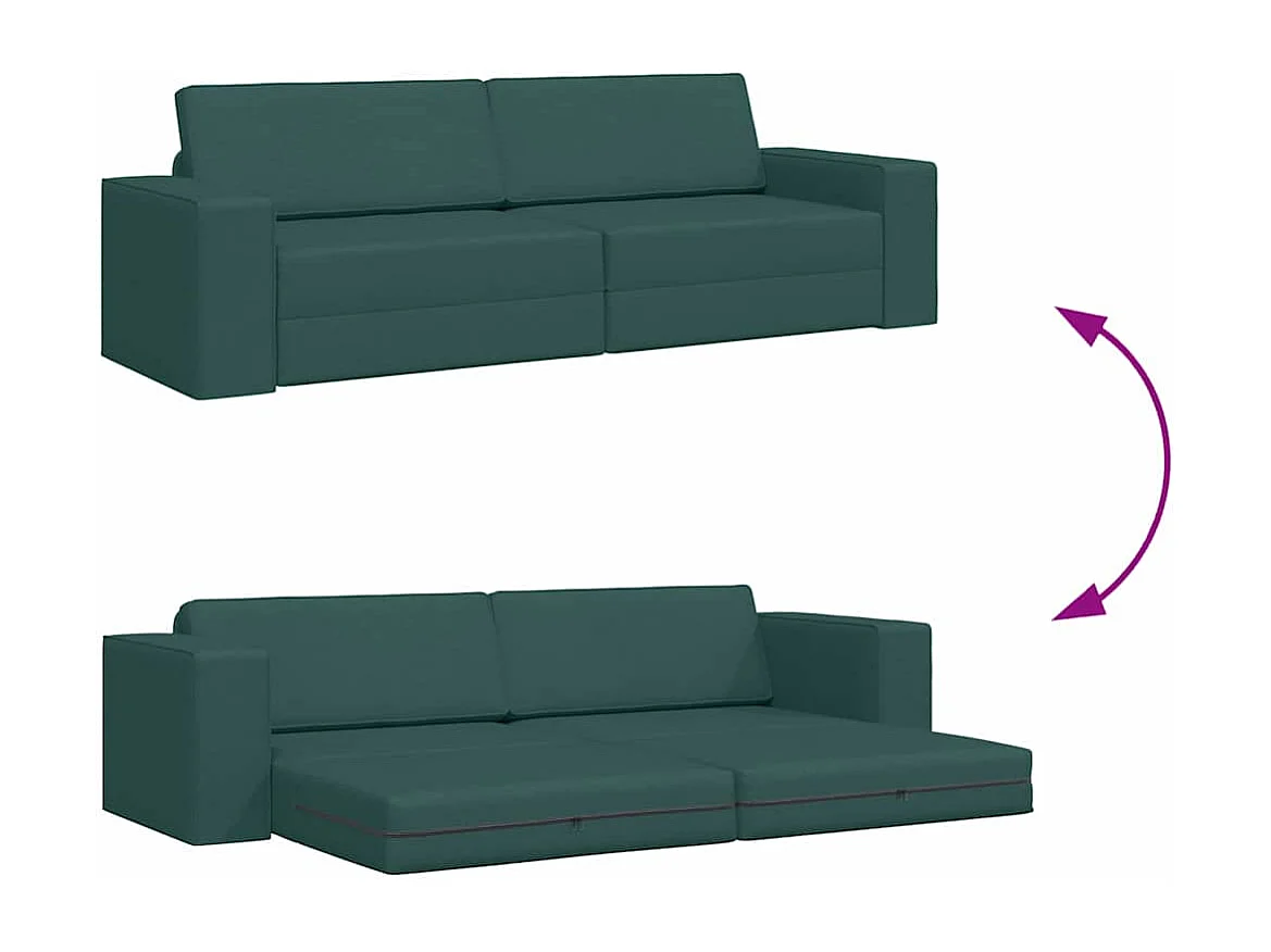 Divano letto da pavimento verde scuro 245 x 78 x 77 cm in tessuto