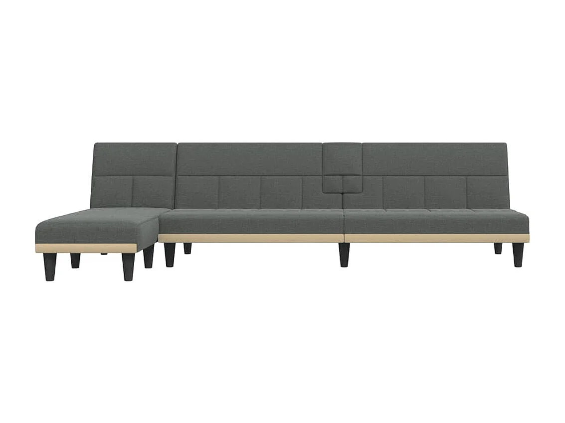 Sofá cama en forma de L gris oscuro 255x140x70 cm de tela