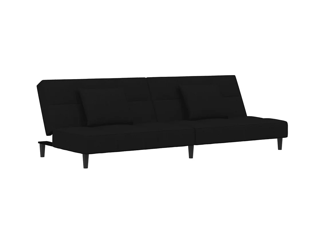Sofá cama de 2 plazas con dos almohadas Terciopelo Negro