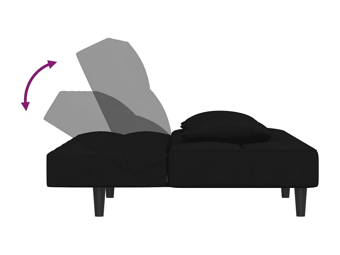 2-zits slaapbank met twee kussens Black Velvet