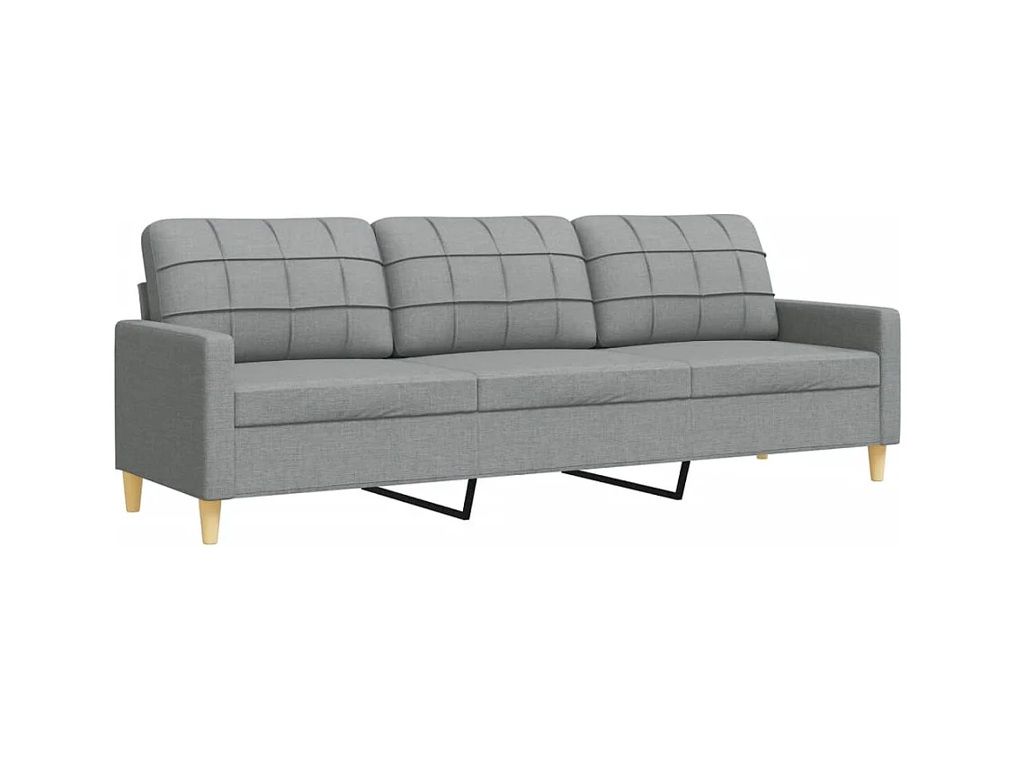 Conjunto de sofá de 3 piezas con reposapiés de tela gris claro