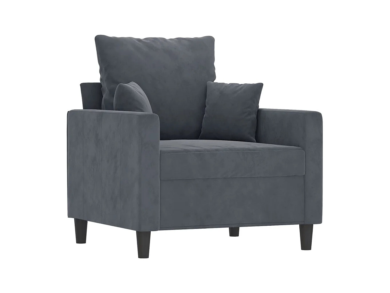 Conjunto de sofá de 3 piezas con cojines Terciopelo Gris Oscuro