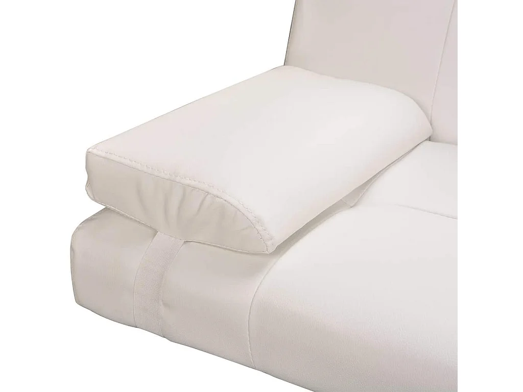 Sofá cama ajustable con dos almohadas de piel sintética color blanco crema