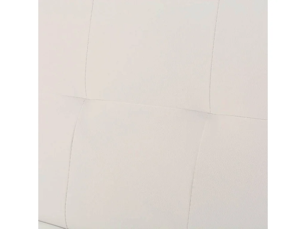 Sofá cama ajustable con dos almohadas de piel sintética color blanco crema