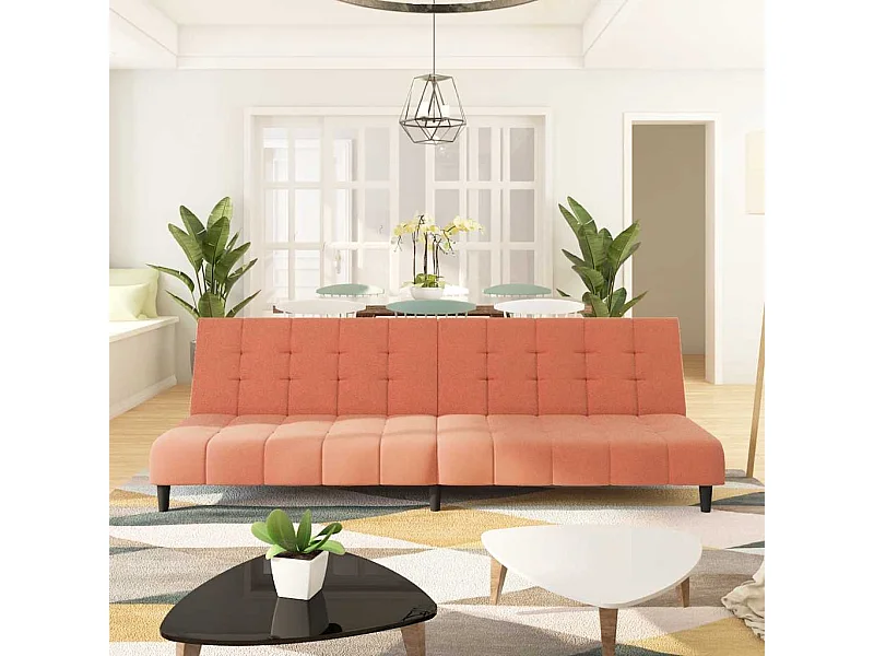 Canapé-lit à 2 places rose velours