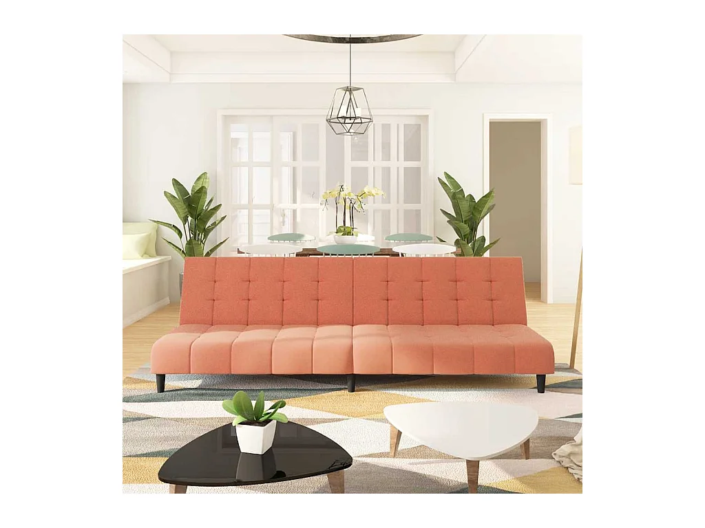 Rosa 2-Sitzer-Schlafsofa aus Samt