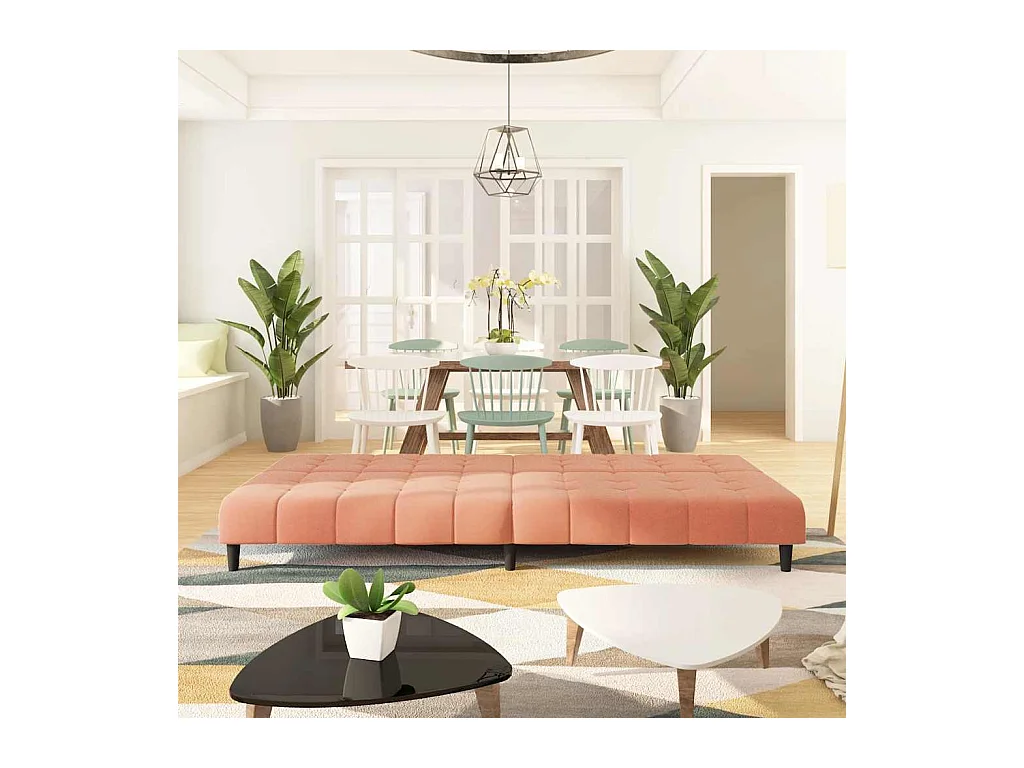 Rosa 2-Sitzer-Schlafsofa aus Samt