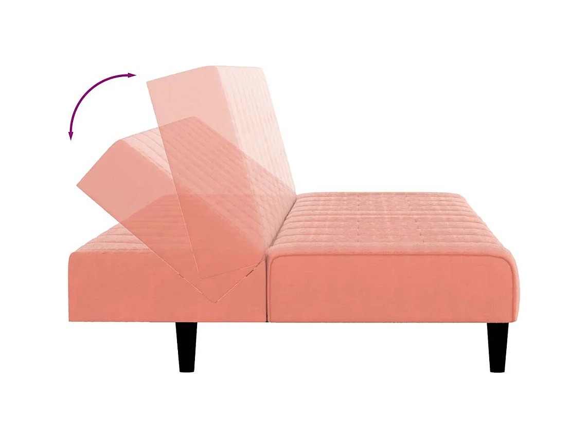 Rosa 2-Sitzer-Schlafsofa aus Samt