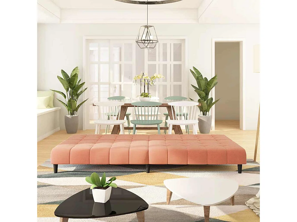 Roze fluwelen 2-zits slaapbank