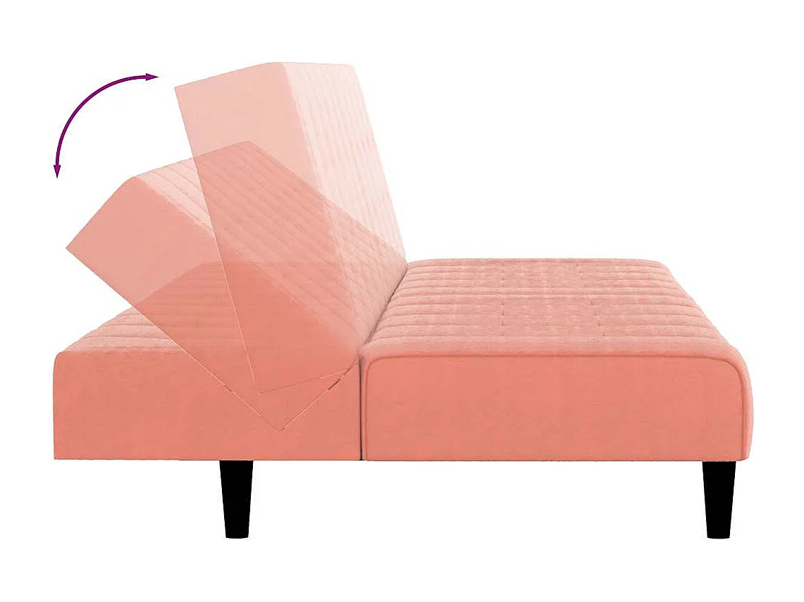 Roze fluwelen 2-zits slaapbank