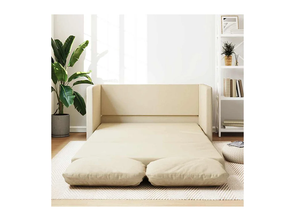 in 1 cremefarbenes Schlafsofa 112x174x55 cm Stoff