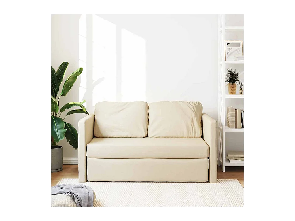 in 1 cremefarbenes Schlafsofa 112x174x55 cm Stoff