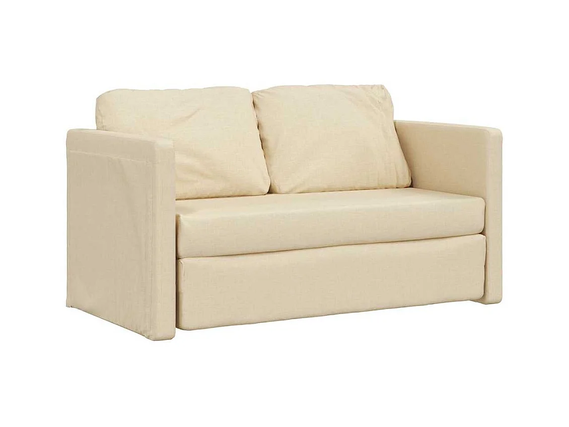in 1 cremefarbenes Schlafsofa 112x174x55 cm Stoff