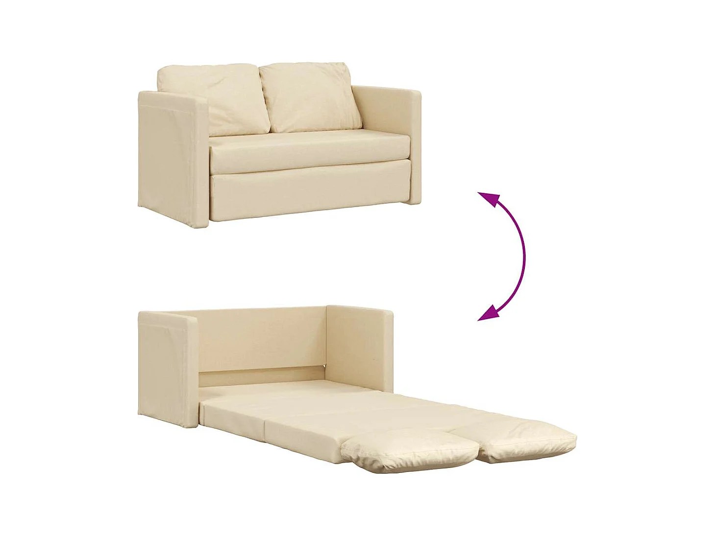 in 1 cremefarbenes Schlafsofa 112x174x55 cm Stoff