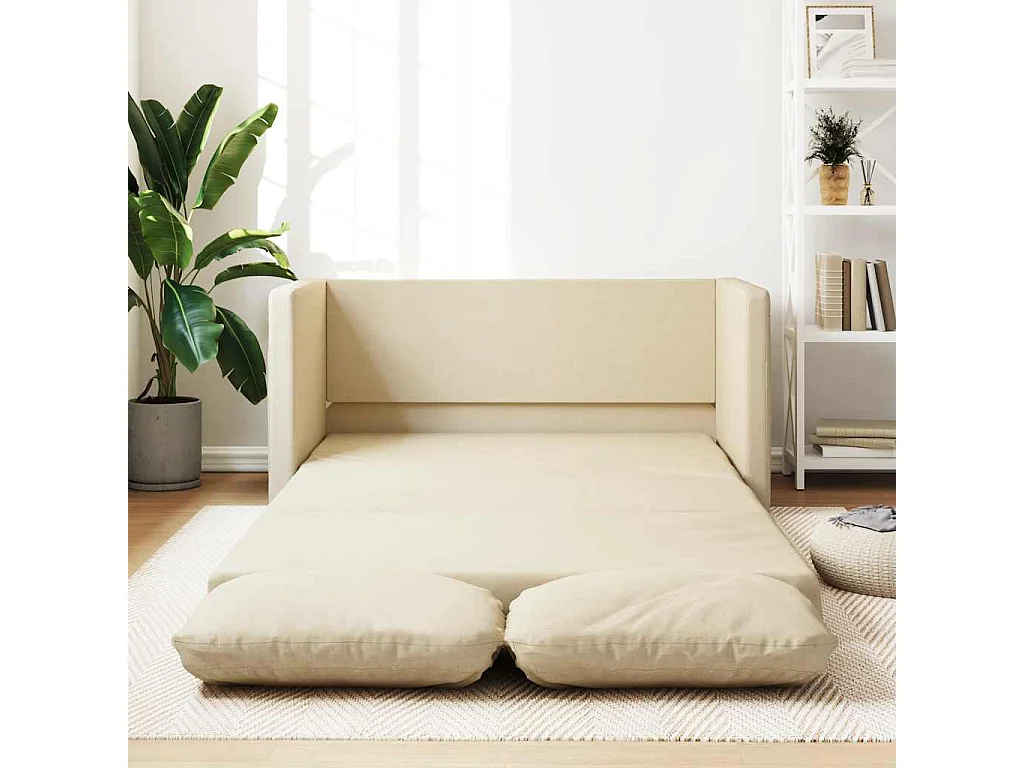Sofá cama 2 en 1 color crema 112x174x55 cm tela