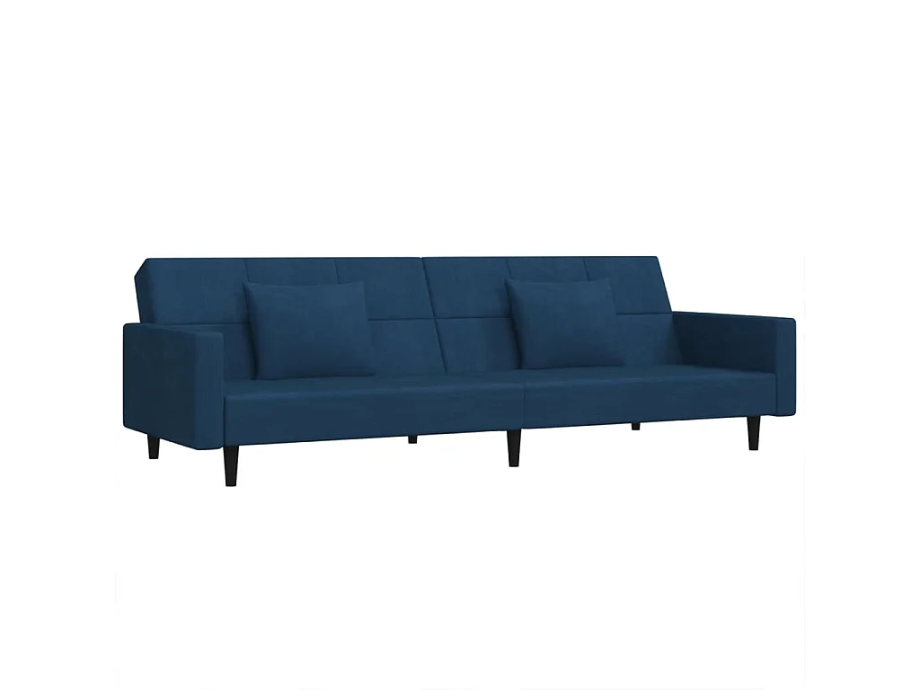 Sofá cama de 2 plazas con dos almohadas de terciopelo azul