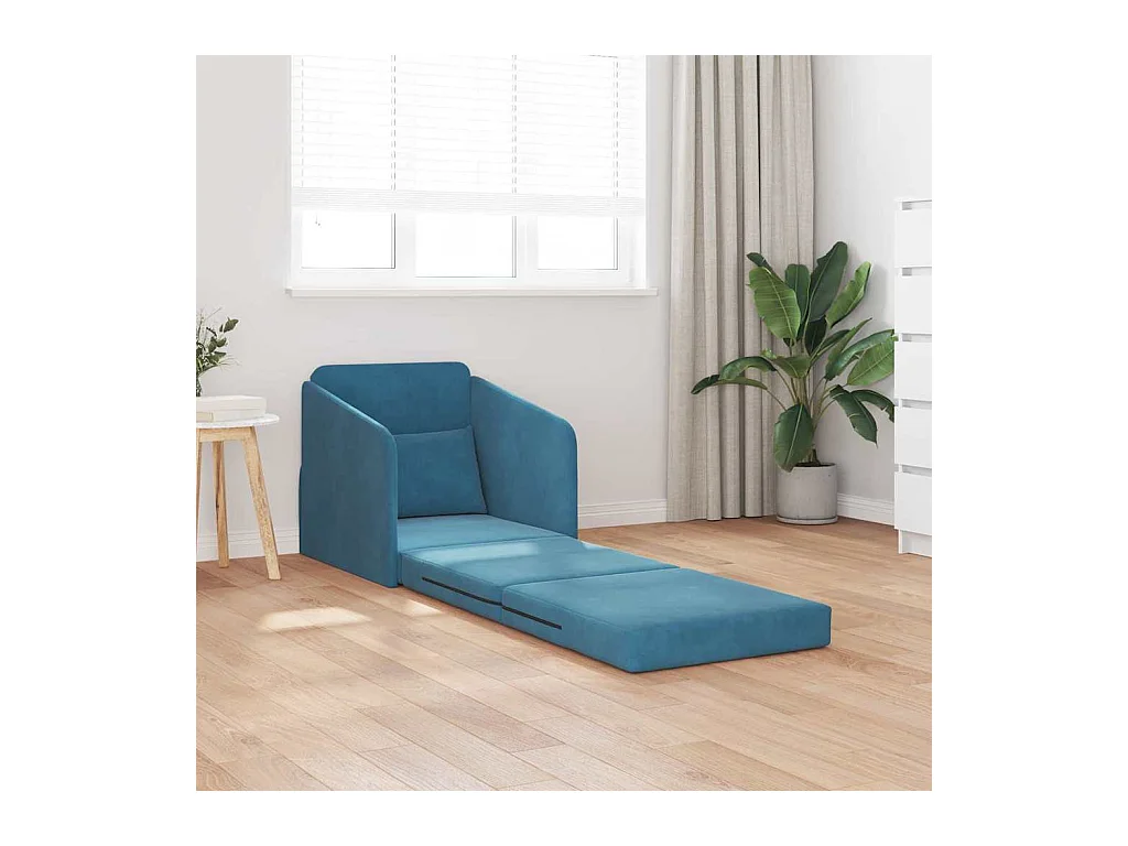 Divano letto blu 65 x 80 x 83 cm in velluto