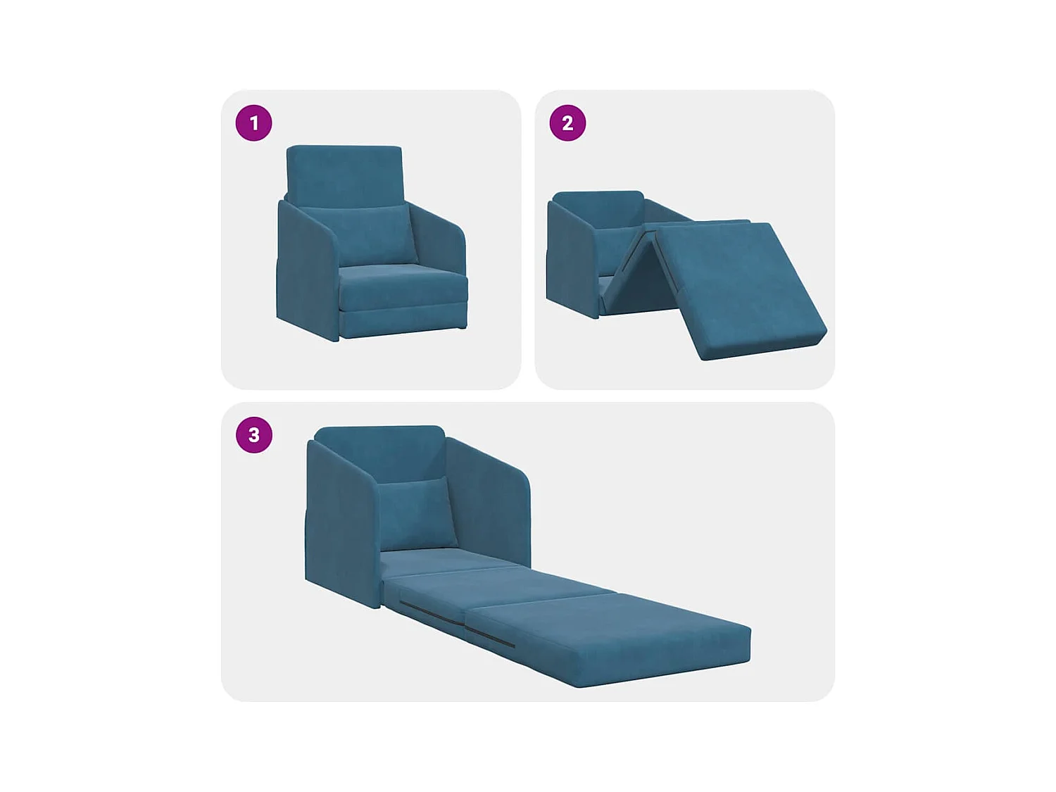 Divano letto blu 65 x 80 x 83 cm in velluto