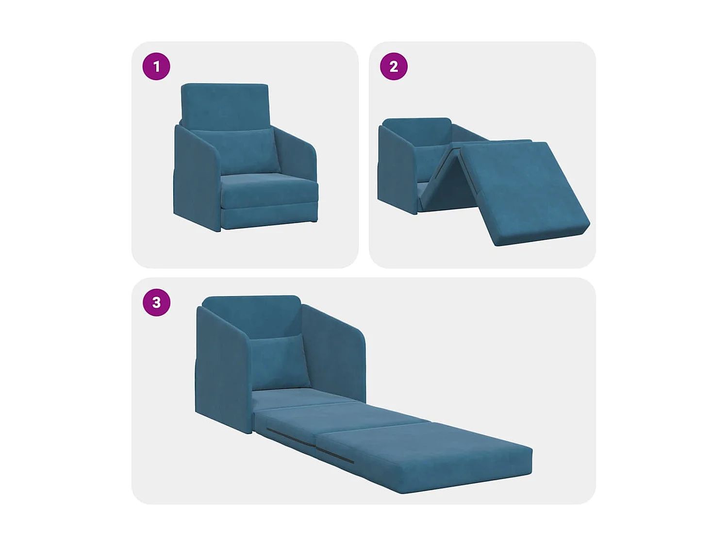 Divano letto blu 65 x 80 x 83 cm in velluto