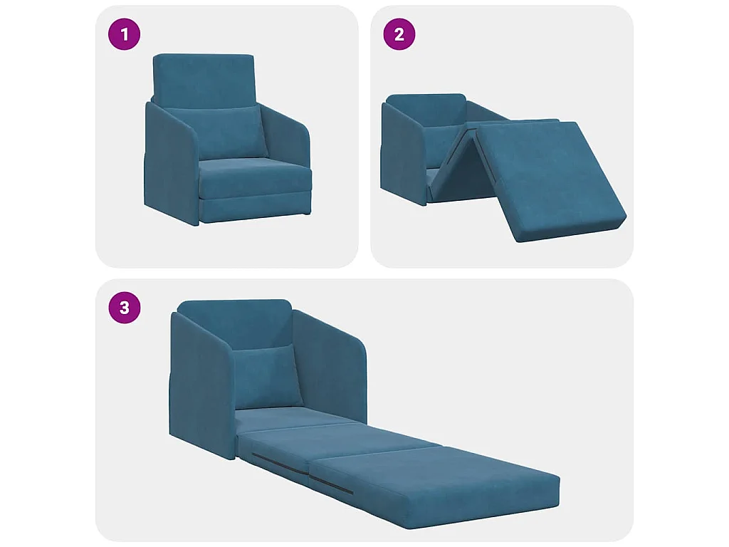 Canapé-Lit Bleu 65 x 80 x 83 cm Velours