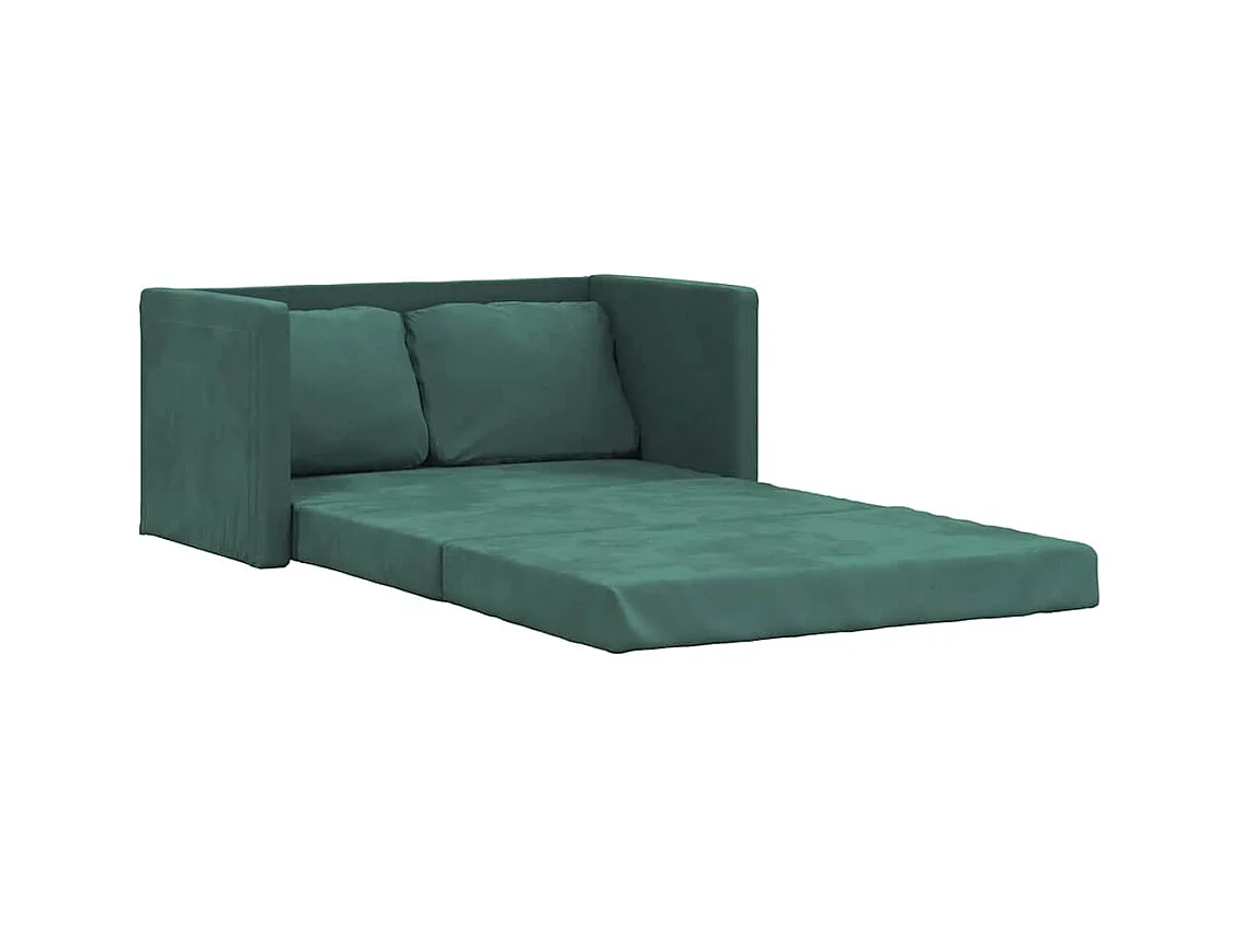 Divano letto 2 in 1 verde scuro 122x204x55 cm in velluto