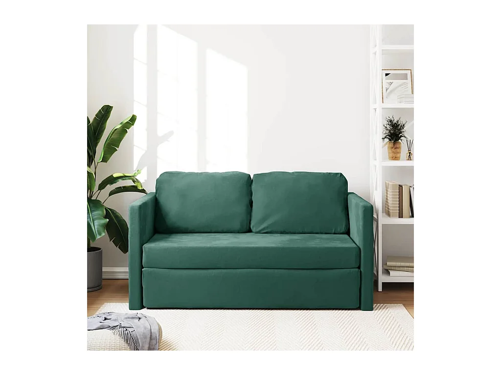 Divano letto 2 in 1 verde scuro 122x204x55 cm in velluto