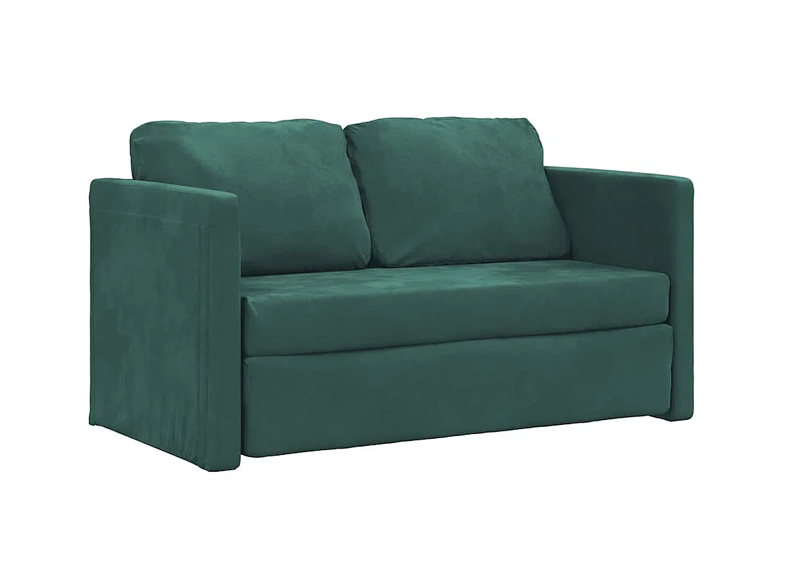 Divano letto 2 in 1 verde scuro 122x204x55 cm in velluto