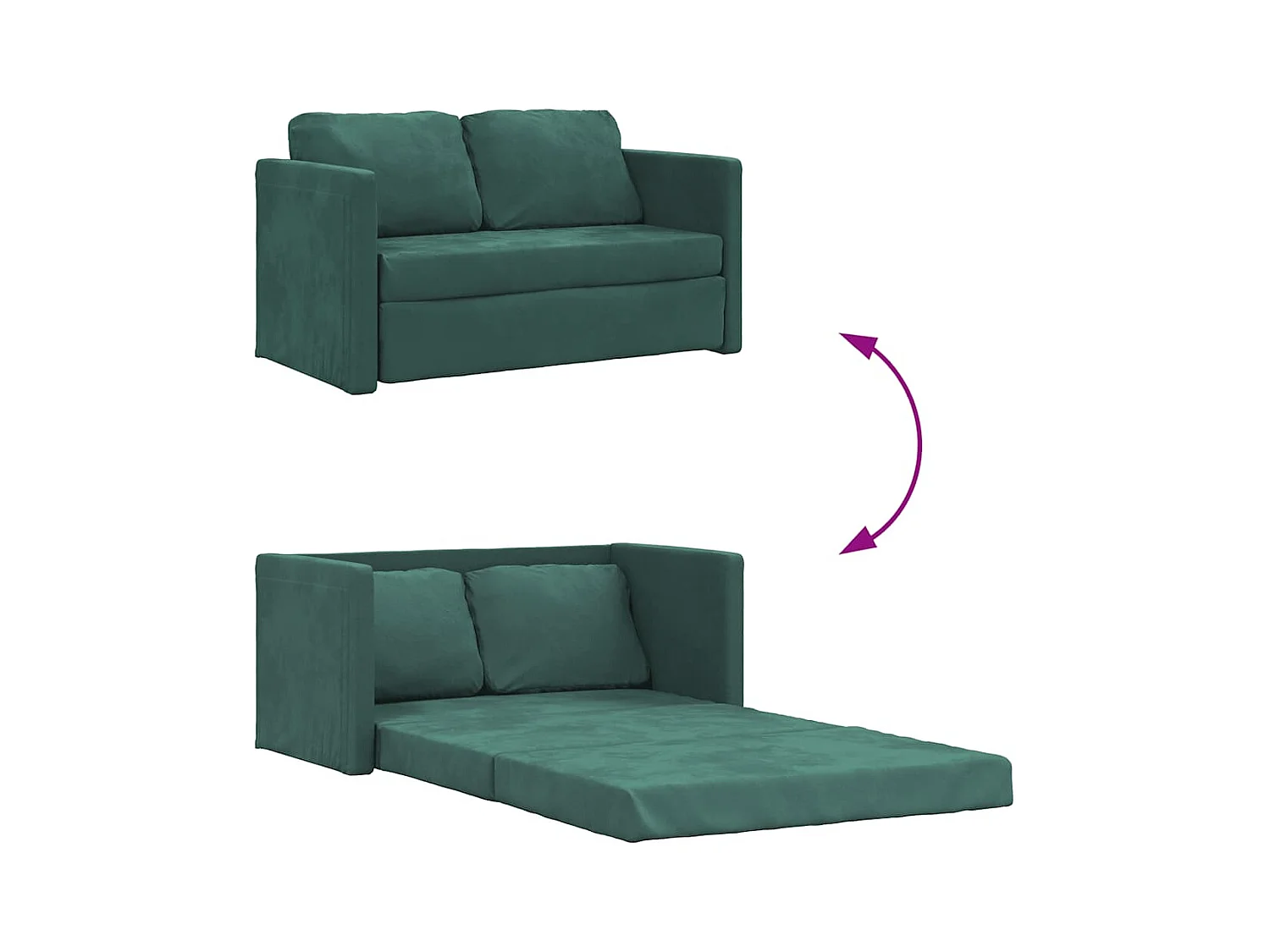 Divano letto 2 in 1 verde scuro 122x204x55 cm in velluto