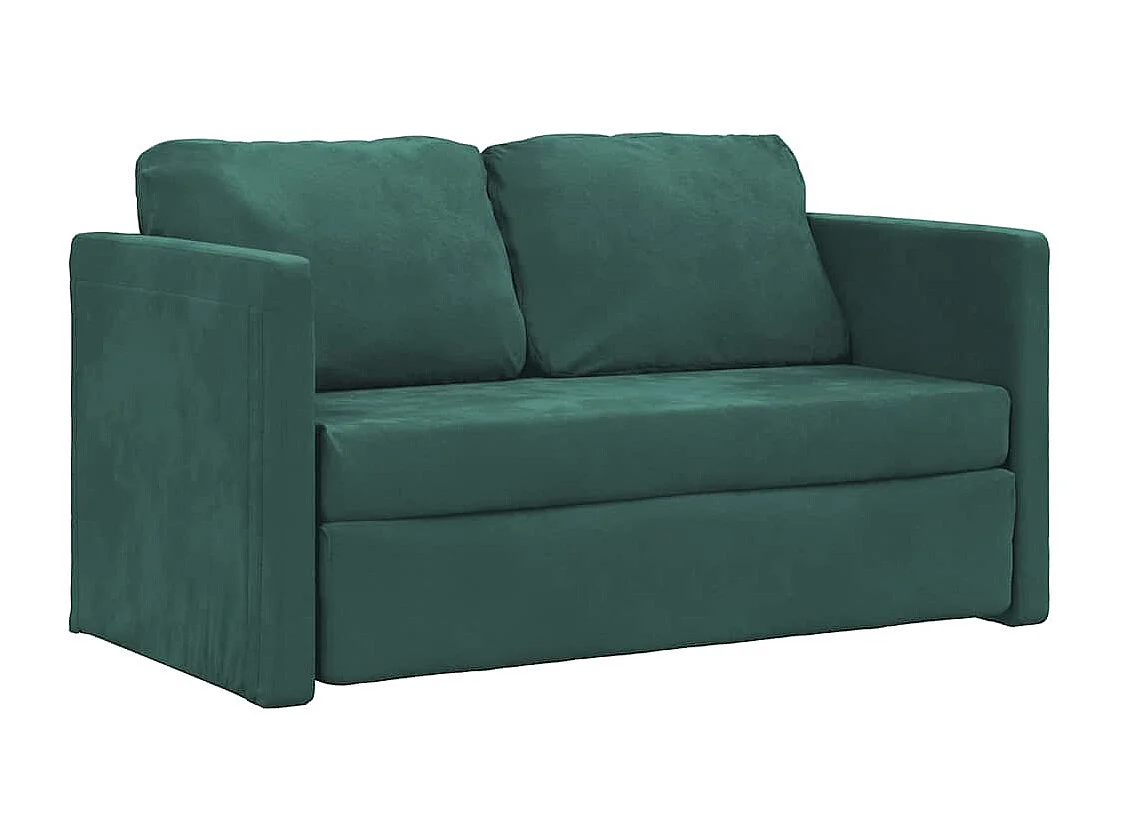 Canapé-lit 2 en 1 vert foncé 122x204x55 cm velours