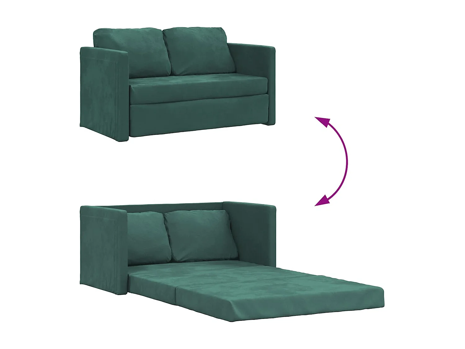Canapé-lit 2 en 1 vert foncé 122x204x55 cm velours