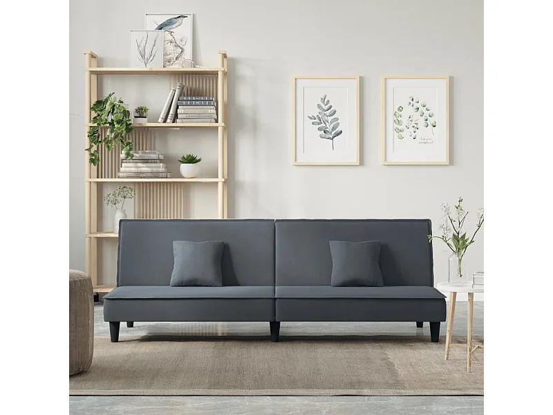 Sofá cama de terciopelo gris oscuro