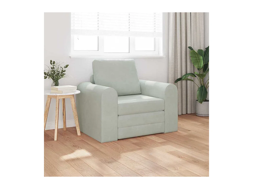 Divano letto grigio chiaro 98 x 71 x 83 cm in velluto