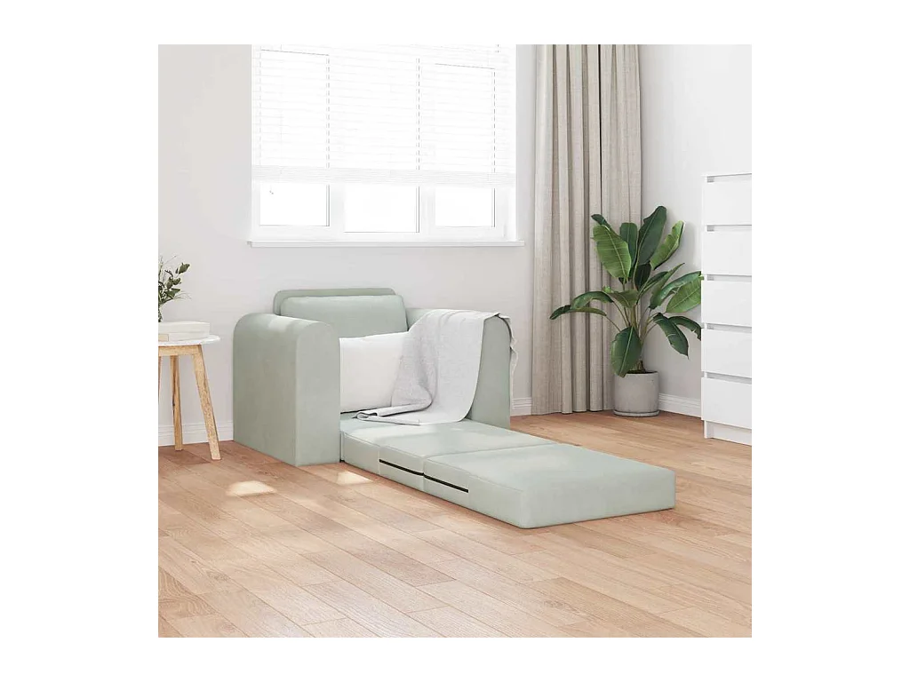 Divano letto grigio chiaro 98 x 71 x 83 cm in velluto