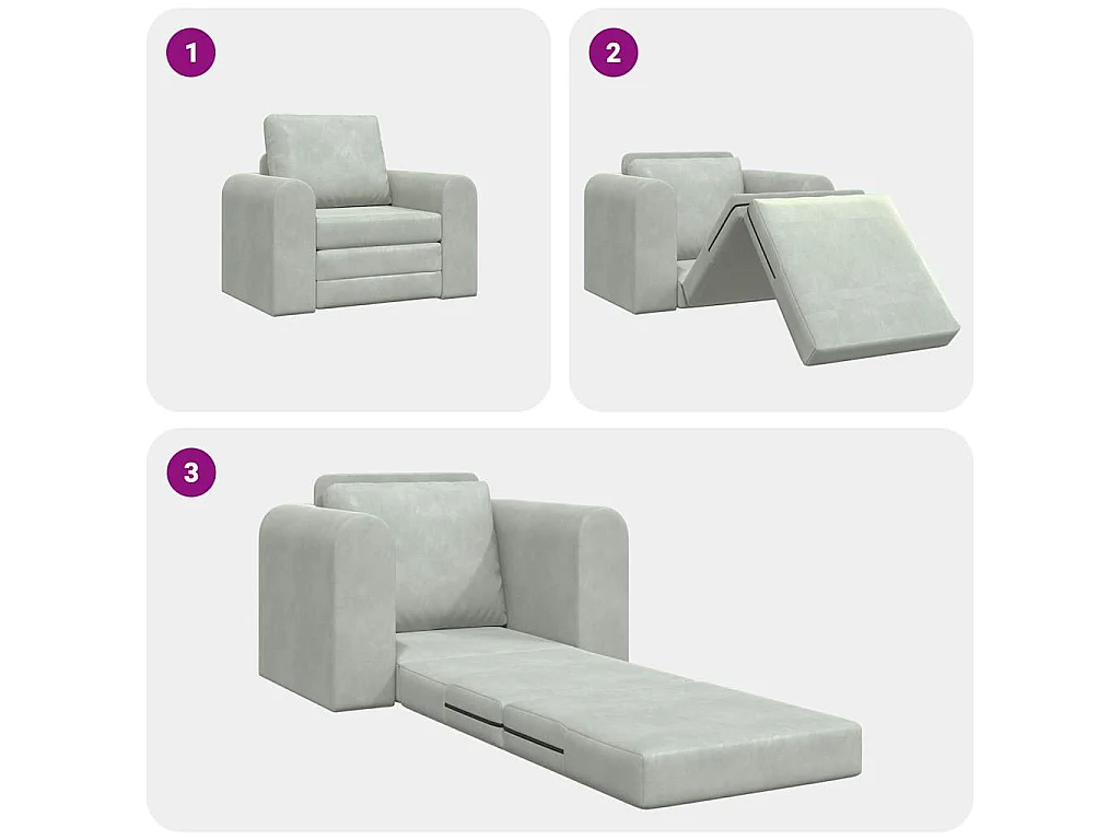 Canapé-Lit Gris clair 98 x 71 x 83 cm Velours