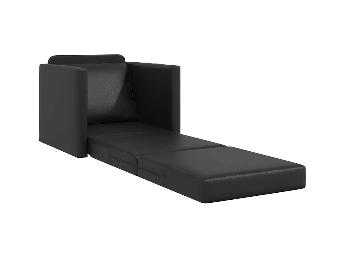 Divano letto da terra con cuscino nero 74 x 77 x 81 cm in similpelle