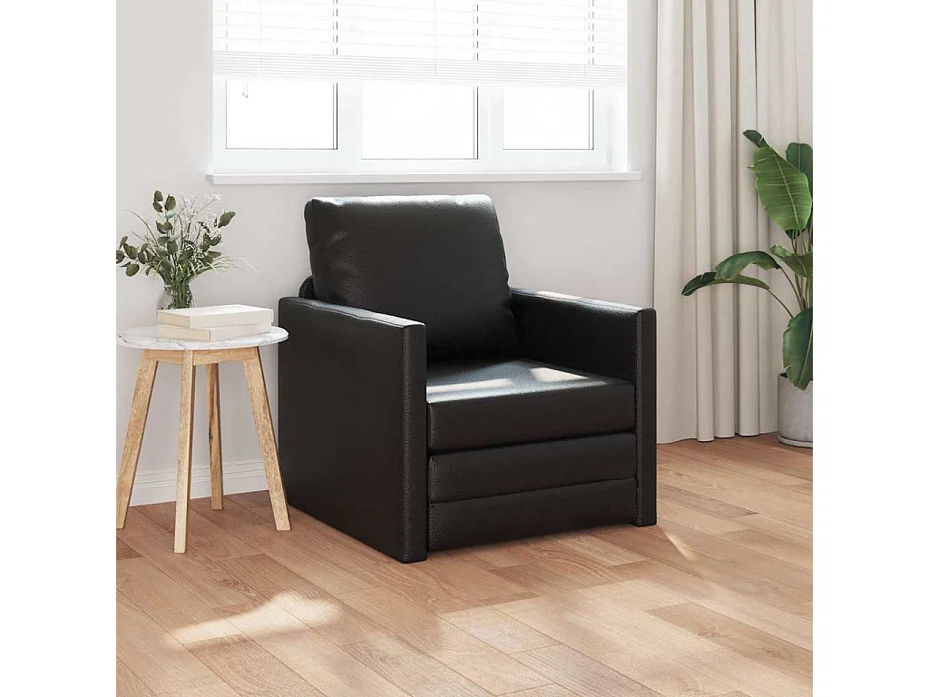 Slaapbank Vloer met Kussen Zwart 74 x 77 x 81 cm Kunstleer