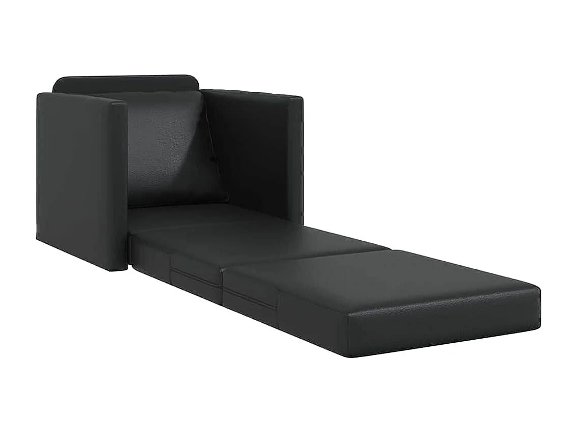 Slaapbank Vloer met Kussen Zwart 74 x 77 x 81 cm Kunstleer