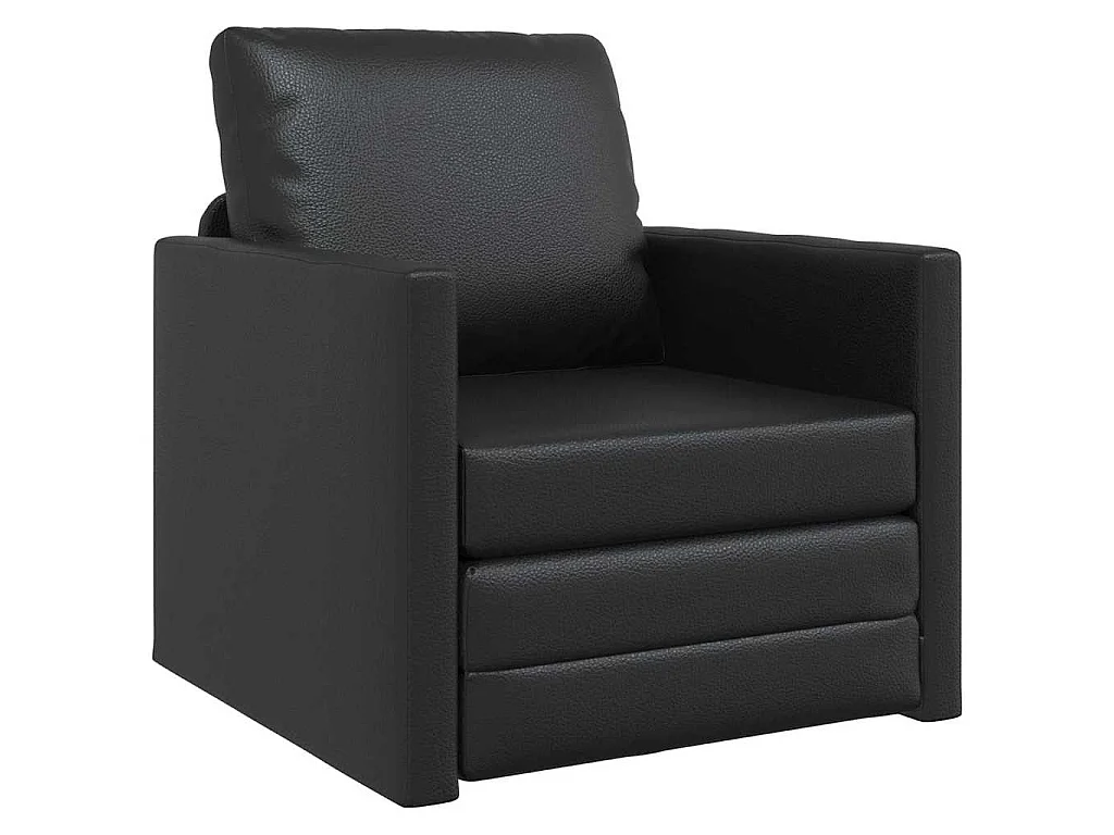 Sofa Lit de Sol avec coussin Noir 74 x 77 x 81 cm Faux cuir