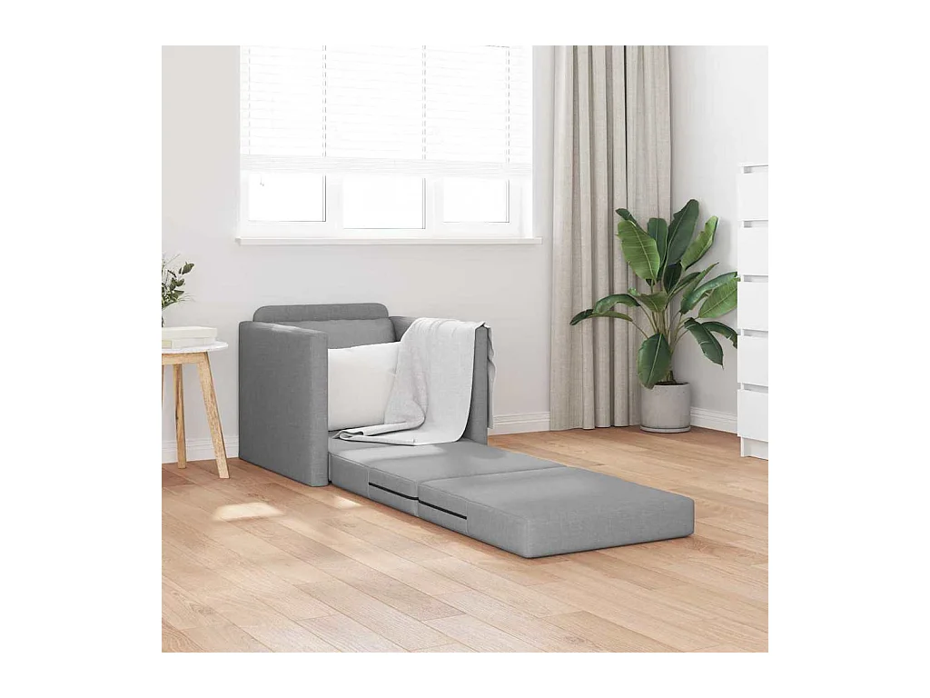 Divano letto con cuscino Tessuto grigio chiaro 74 x 77 x 81 cm