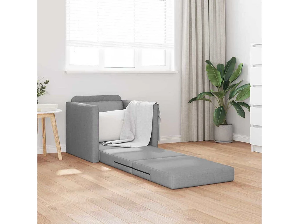 Canapé-lit avec coussin Gris clair 74 x 77 x 81 cm tissu