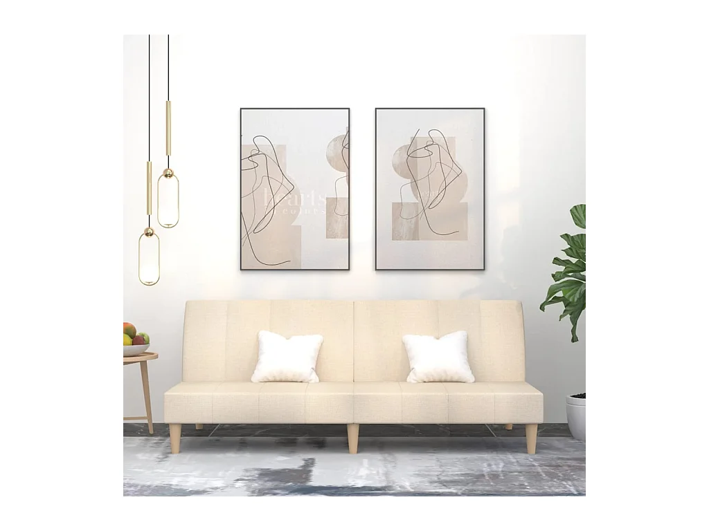 2-Sitzer-Schlafsofa aus cremefarbenem Stoff