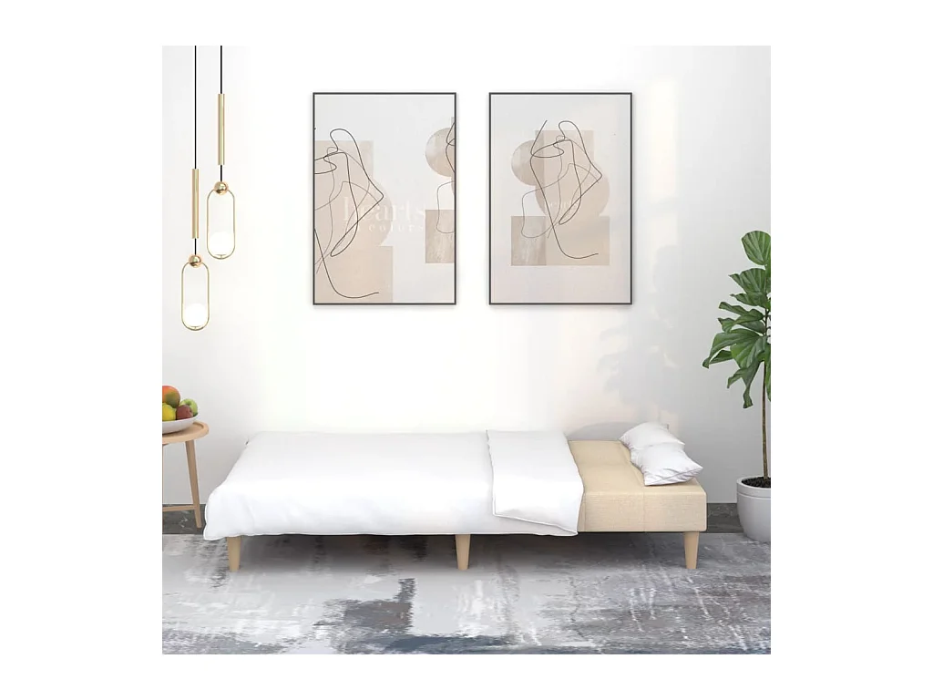 2-Sitzer-Schlafsofa aus cremefarbenem Stoff
