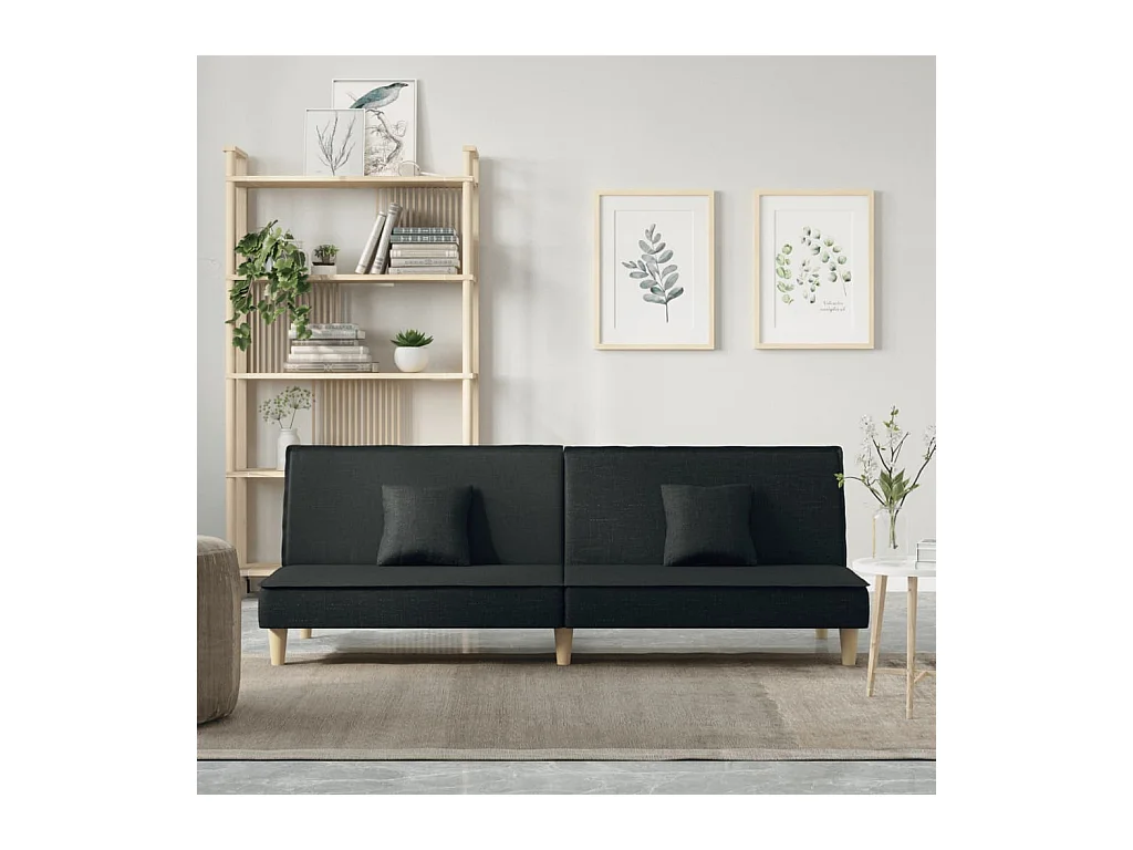 Zwarte stoffen slaapbank