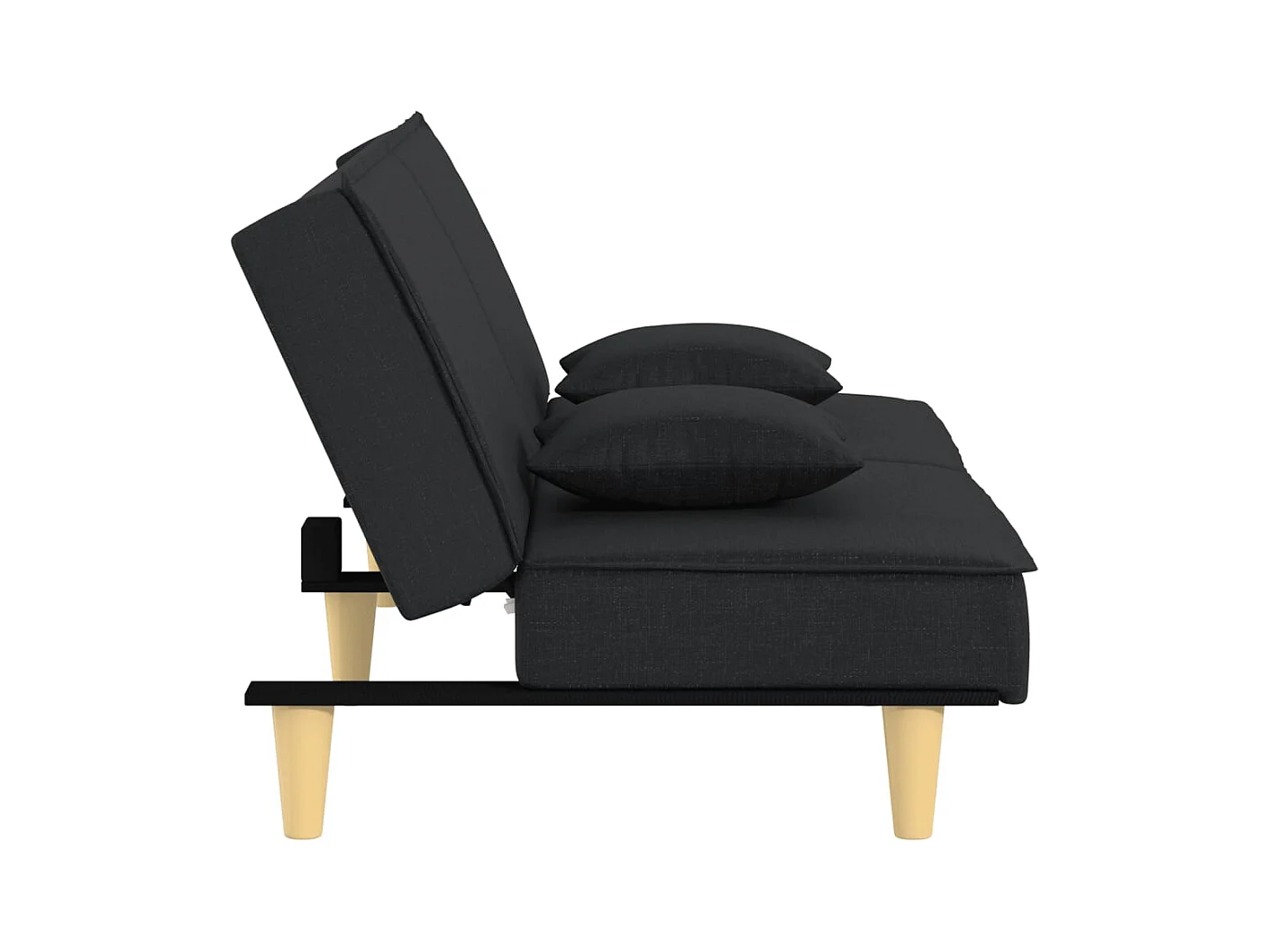 Zwarte stoffen slaapbank