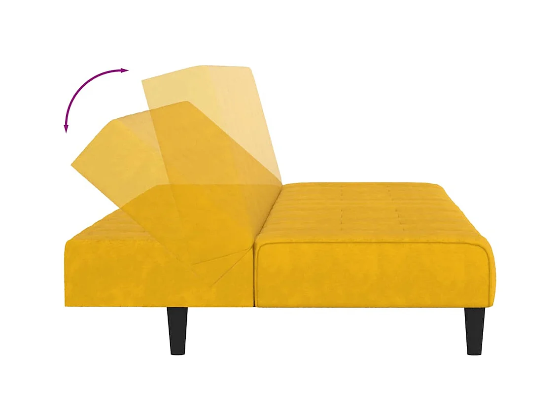 Sofá cama de 2 plazas de terciopelo amarillo
