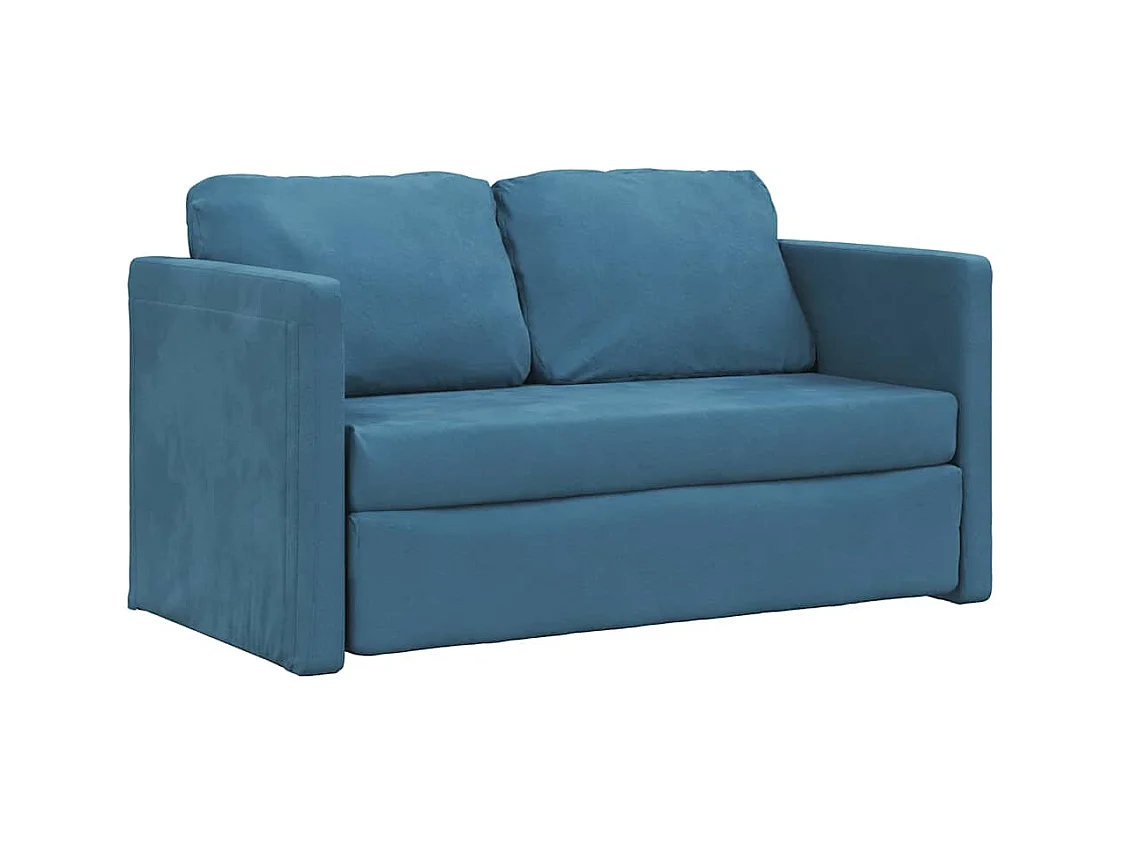 in 1 Schlafsofa blau 122x204x55 cm Samt