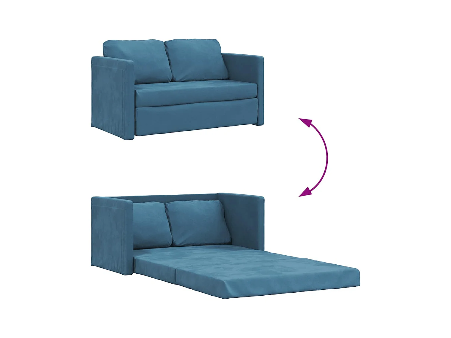 in 1 Schlafsofa blau 122x204x55 cm Samt