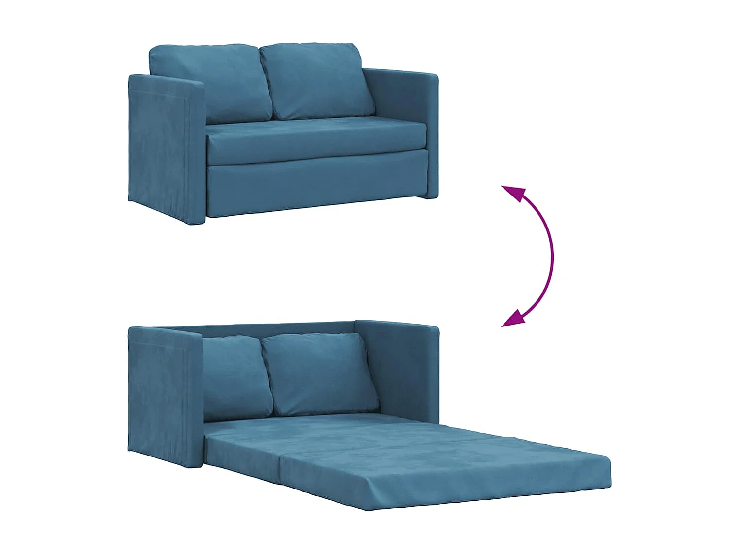 Sofá cama 2 en 1 azul 122x204x55 cm terciopelo