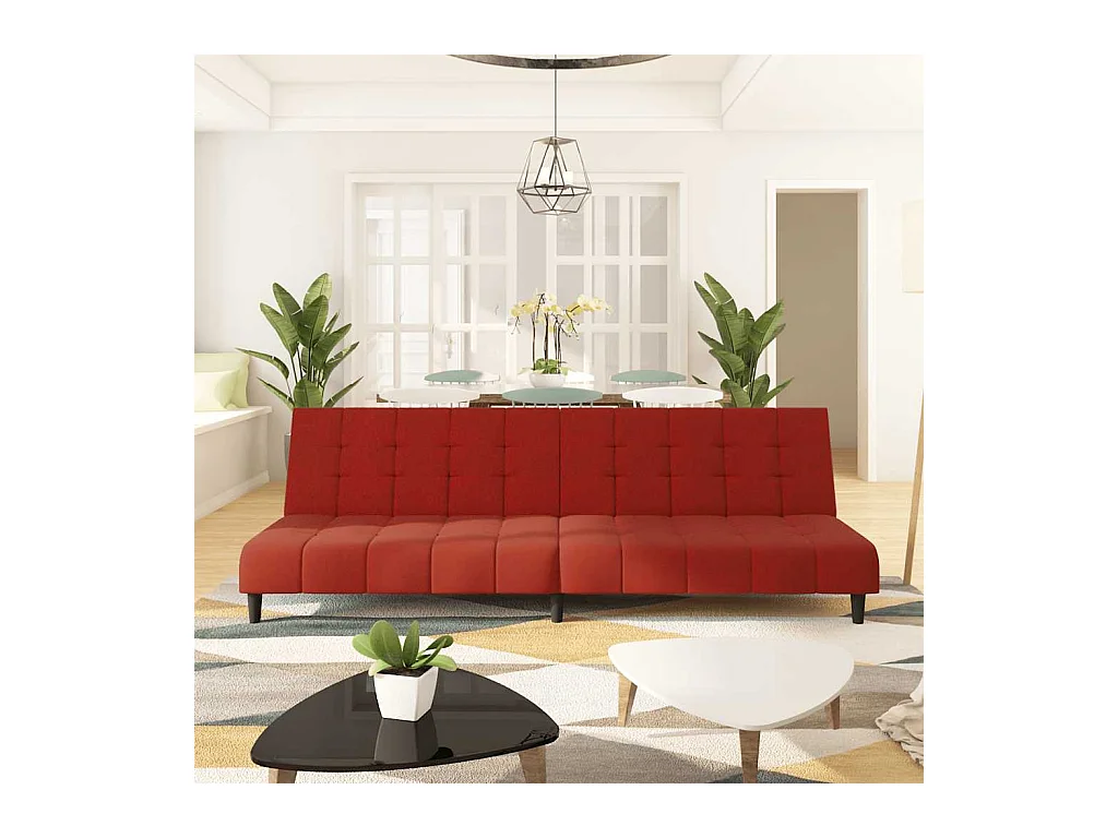 Divano letto a 2 posti in velluto rosso bordeaux