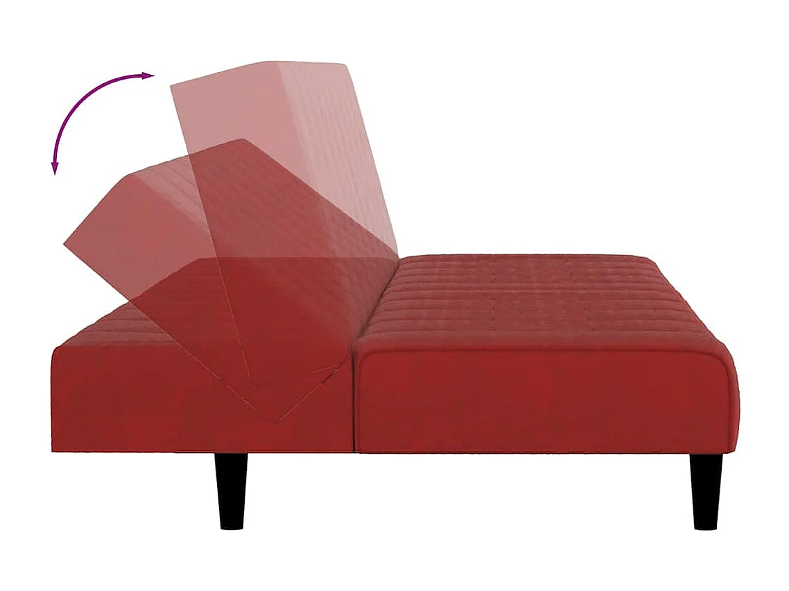 Bourgondisch rode fluwelen 2-zits slaapbank